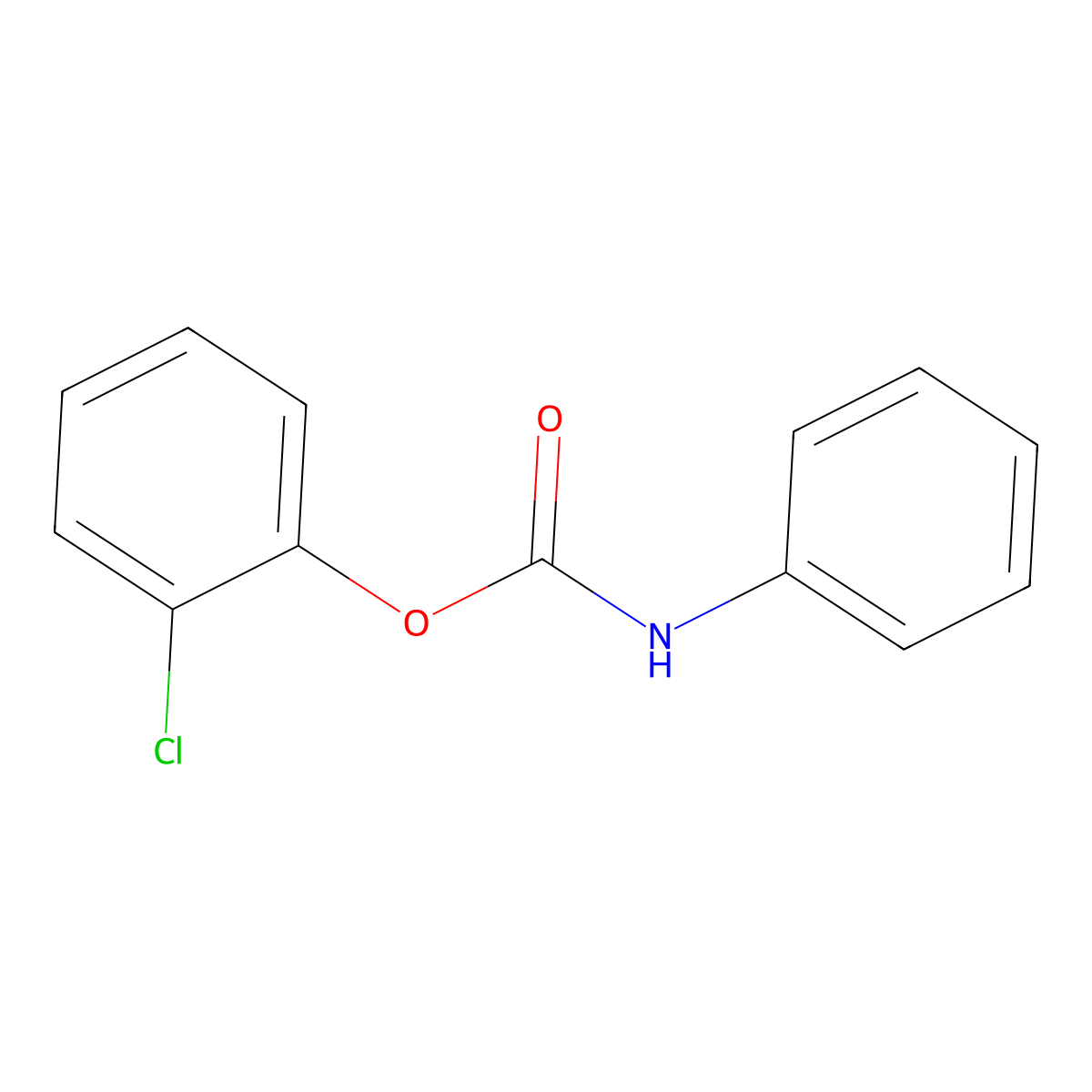 2-Chlorophenyl phenylcarbamate molecular structure, CAS 16400-07-0