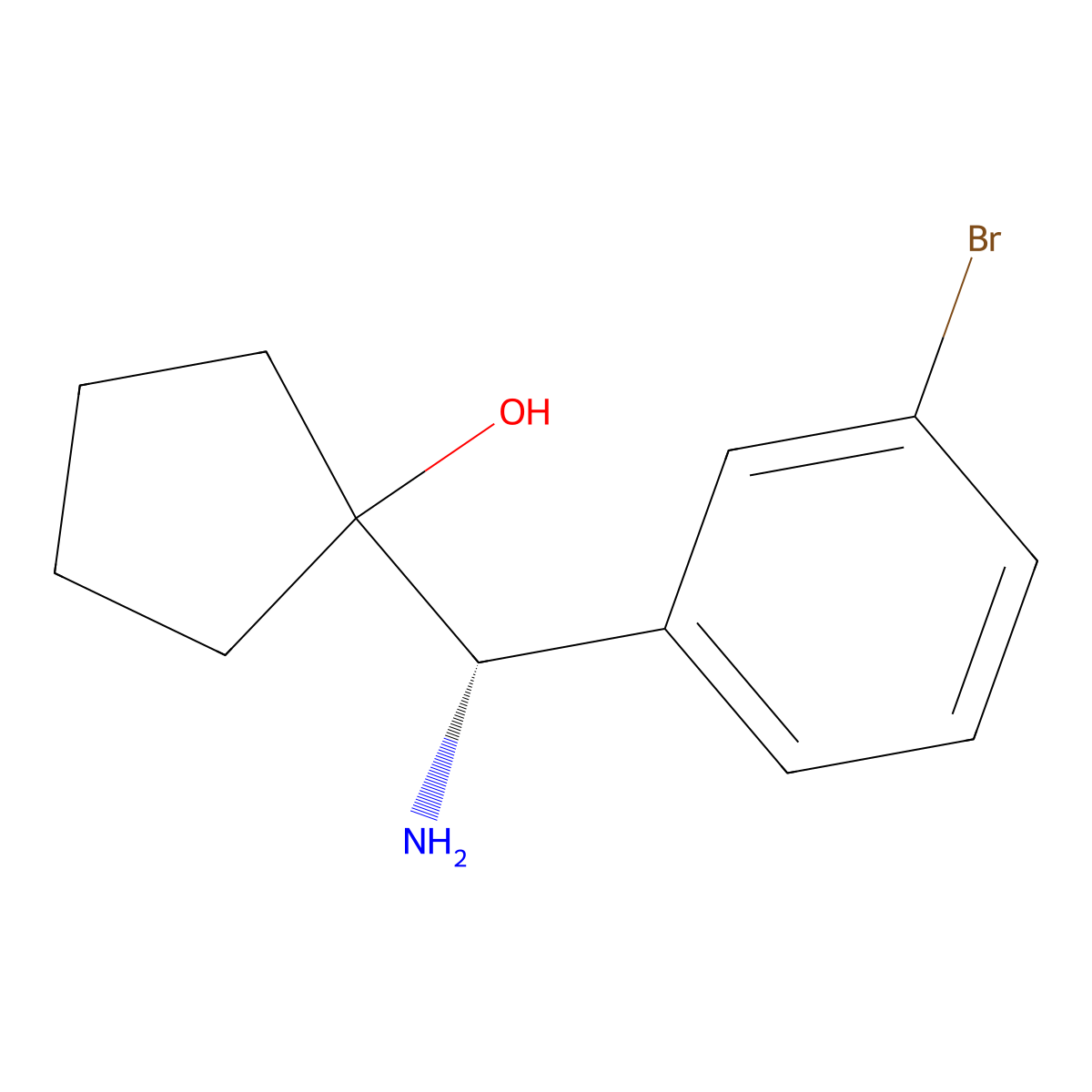 (S)-1-(Amino(3-bromophenyl)methyl)cyclopentanol molecular structure, CAS 1640000-96-9