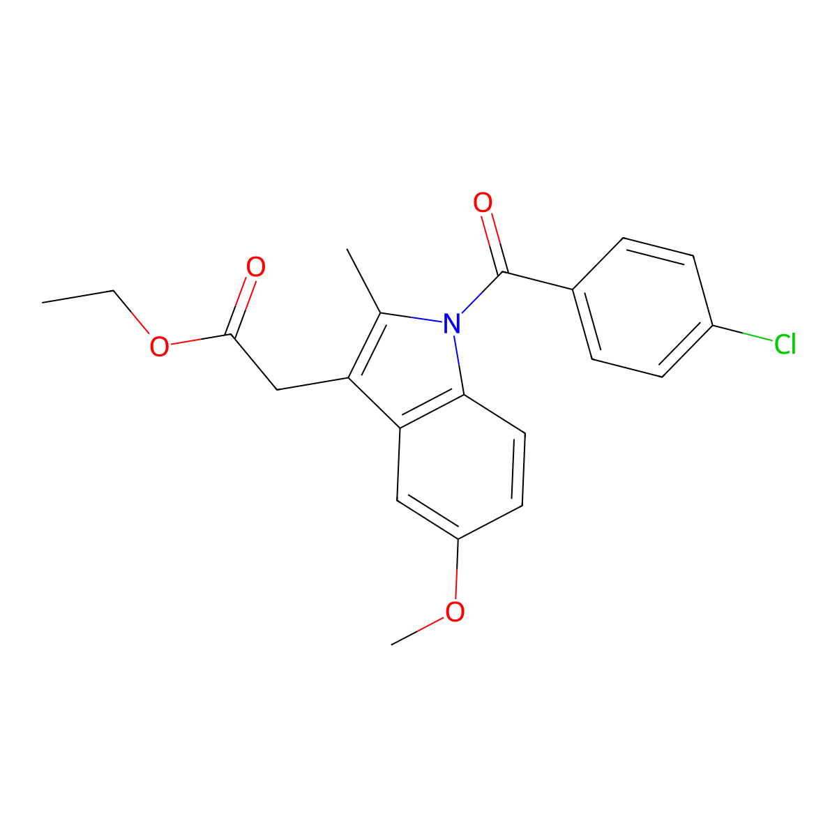 Ethyl 1-(4-chlorobenzoyl)-5-methoxy-2-methyl-1H-indole-3-acetate molecular structure, CAS 16401-99-3