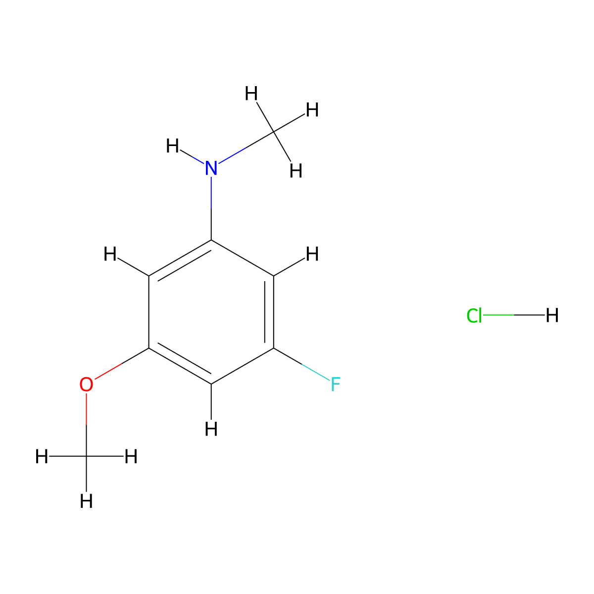 3-fluoro-5-methoxy-N-methylaniline hydrochloride molecular structure, CAS 1640103-04-3