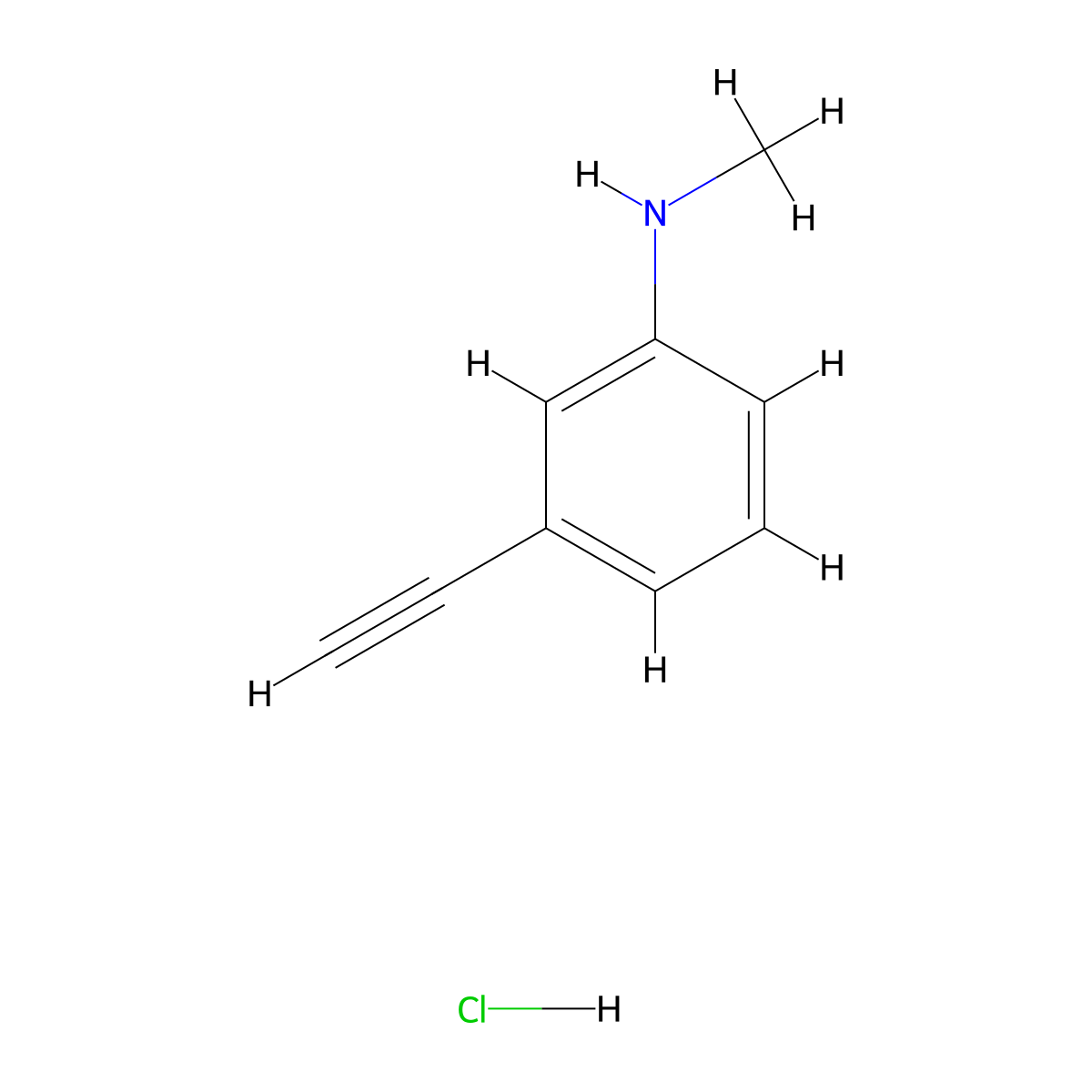 3-ethynyl-N-methylaniline hydrochloride molecular structure, CAS 1640107-21-6