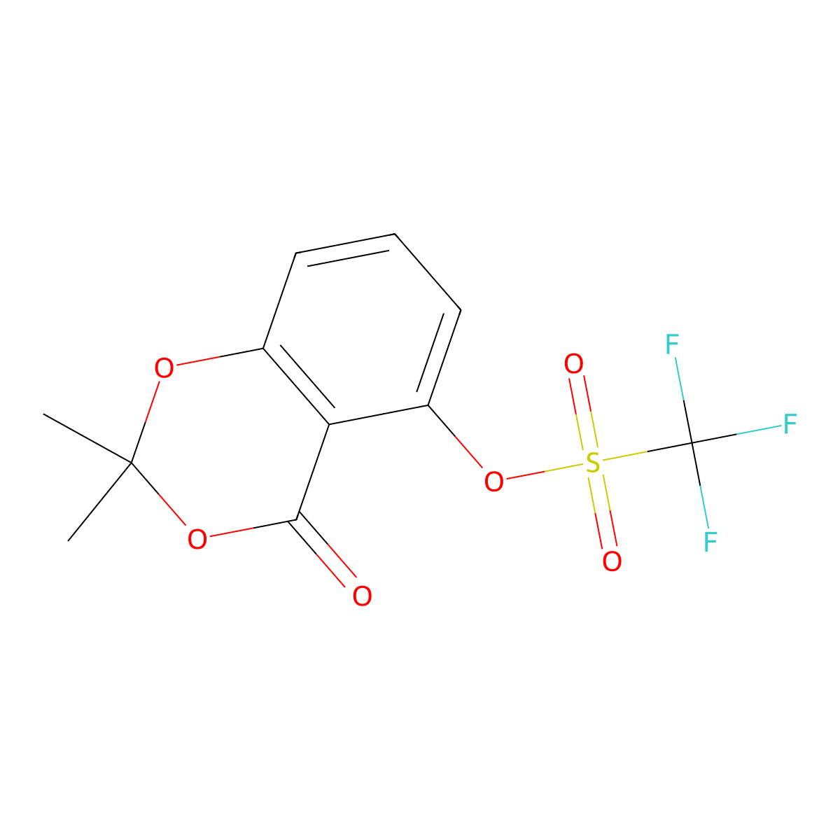 2,2-Dimethyl-4-oxo-4H-benzo[D][1,3]dioxin-5-YL trifluoromethanesulfonate molecular structure, CAS 164014-40-8