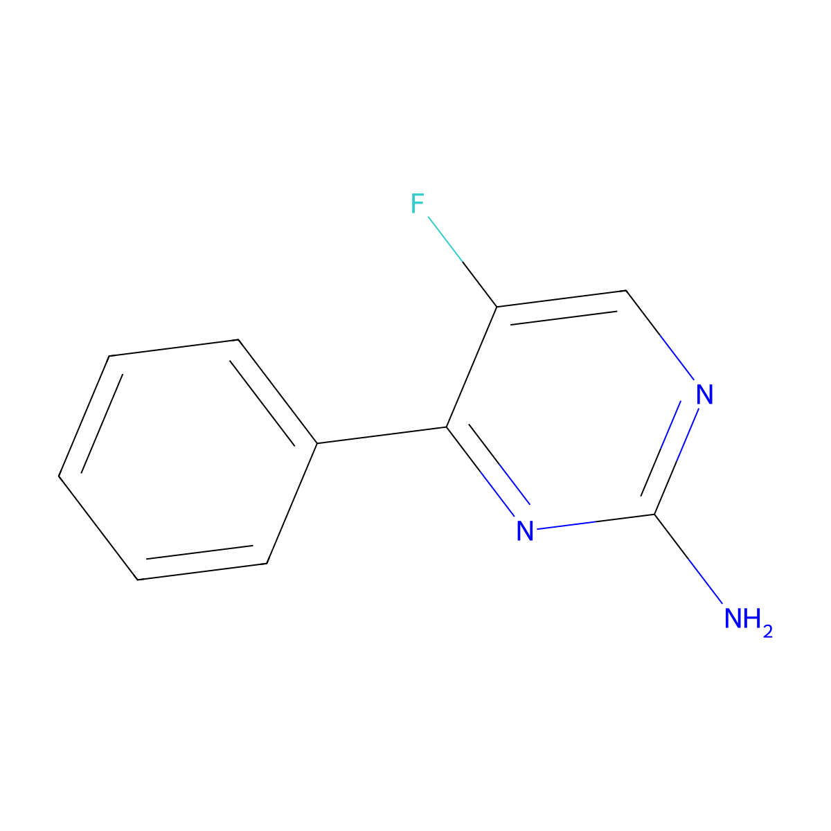 2-Amino-5-fluoro-4-phenylpyrimidine molecular structure, CAS 164021-59-4