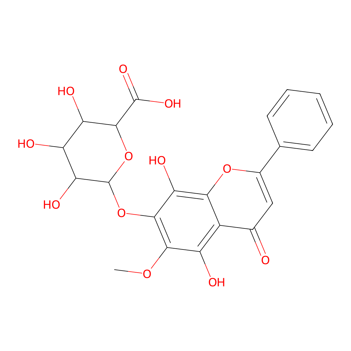 5,7,8-Trihydroxy-6-methoxy flavone-7-O-glucuronideb molecular structure, CAS 164022-76-8