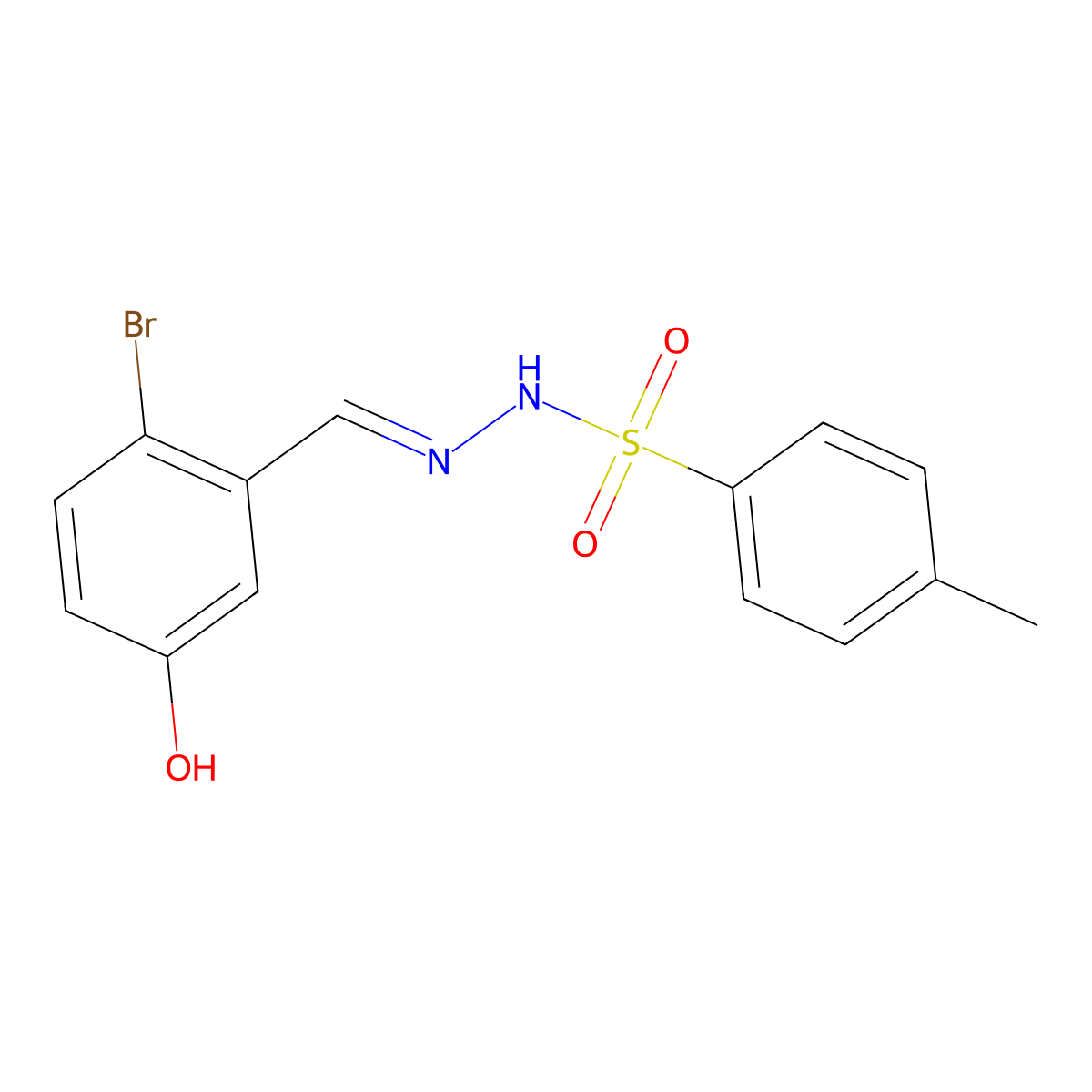 N'-(2-Bromo-5-hydroxybenzylidene)-4-methylbenzenesulfonohydrazide molecular structure, CAS 1640229-41-9