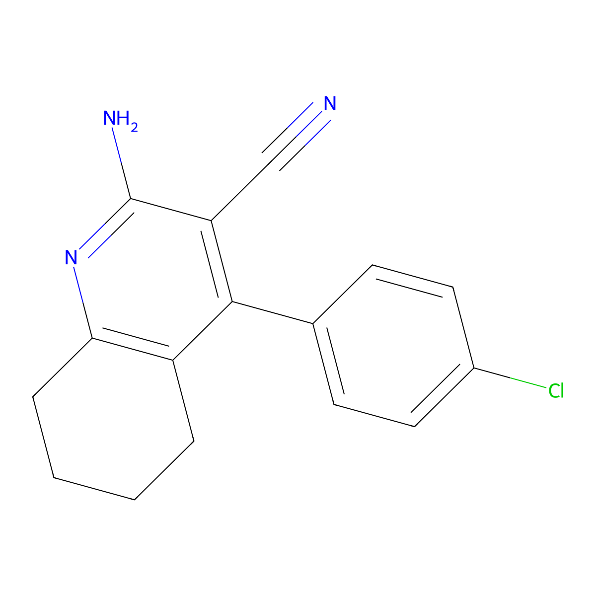 2-Amino-4-(4-chlorophenyl)-5,6,7,8-tetrahydroquinoline-3-carbonitrile molecular structure, CAS 164026-59-9