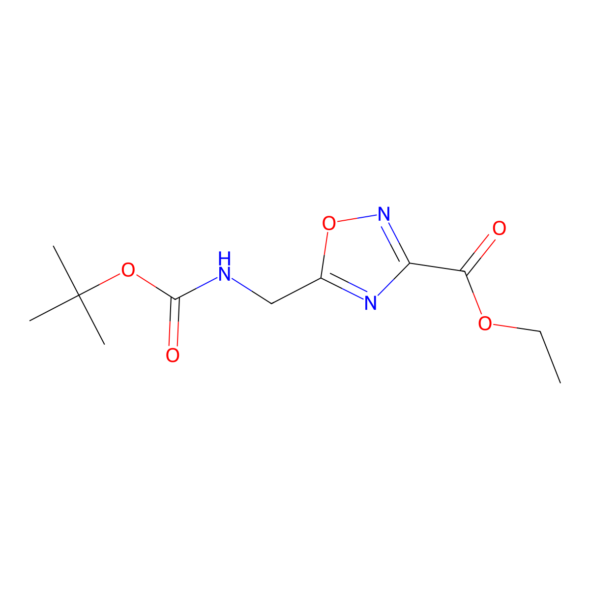 Ethyl 5-((tert-butoxycarbonylamino)methyl)-1,2,4-oxadiazole-3-carboxylate molecular structure, CAS 164029-34-9