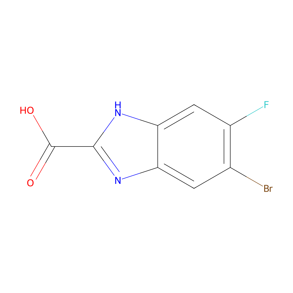 6-Bromo-5-fluorobenzimidazole-2-carboxylic Acid molecular structure, CAS 1640297-41-1