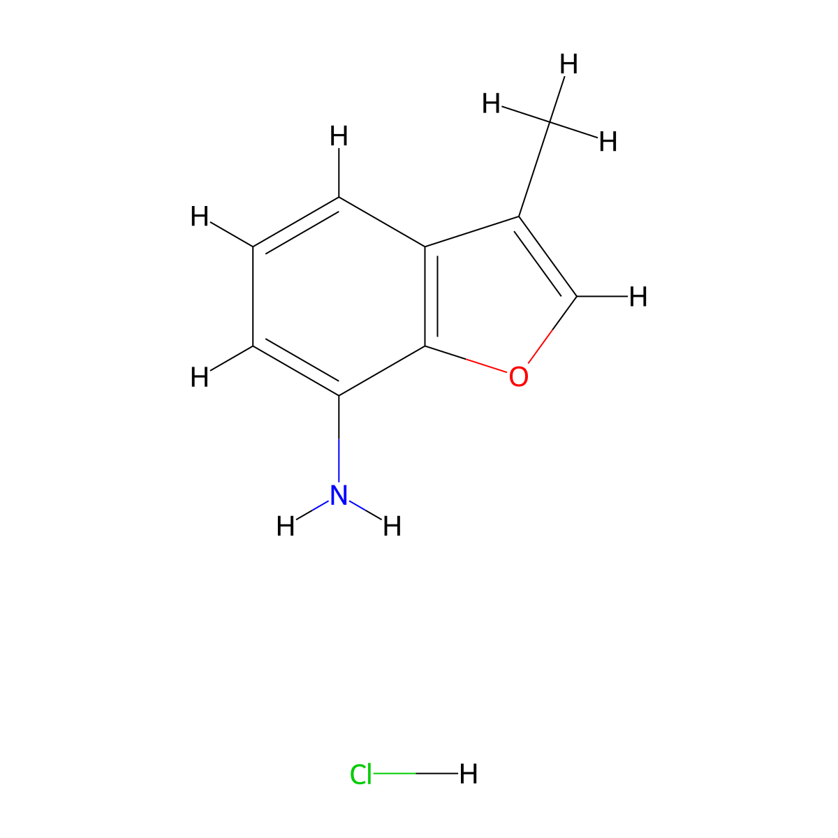 3-Methyl-1-benzofuran-7-amine hydrochloride molecular structure, CAS 164075-30-3