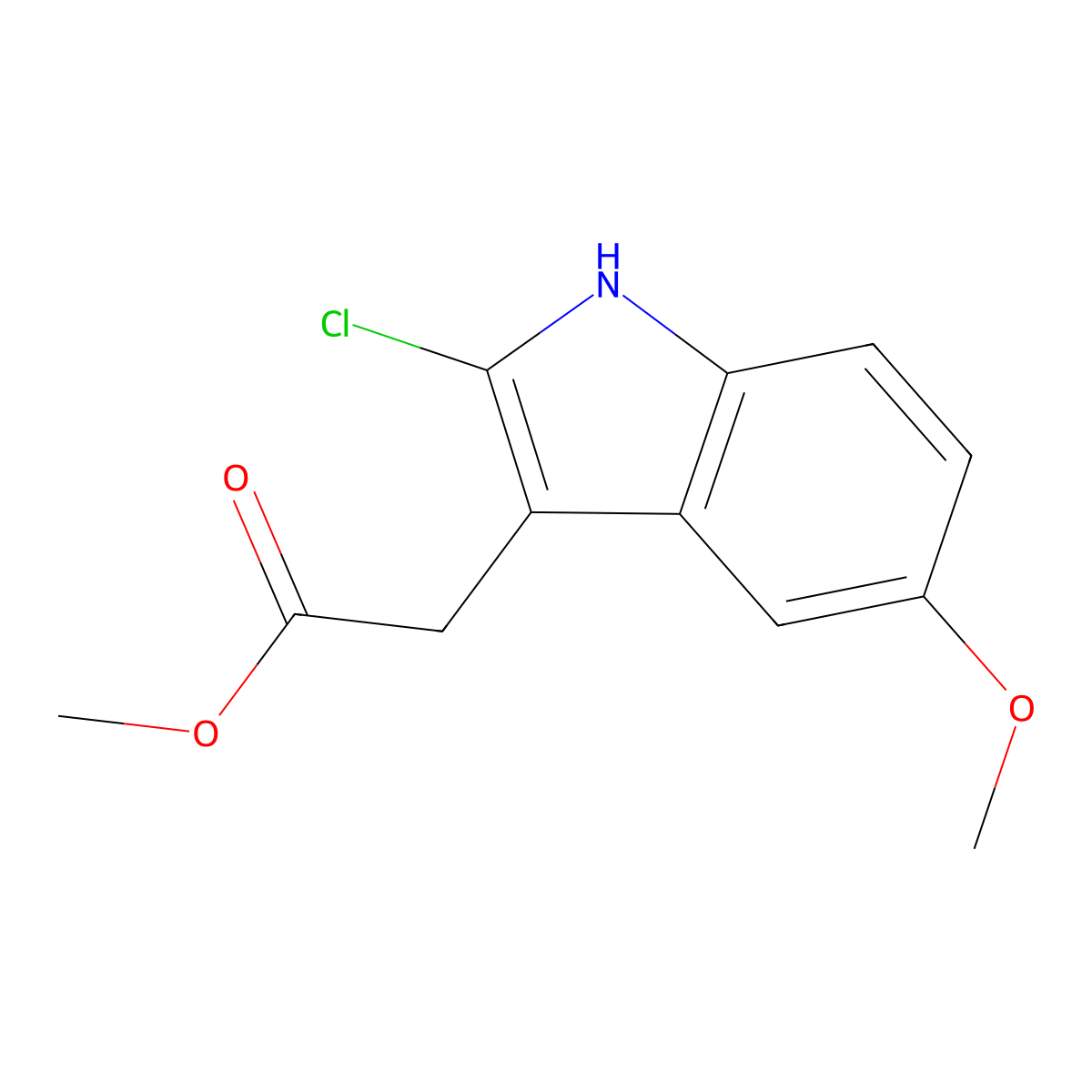 Methyl 2-(2-chloro-5-methoxy-1H-indol-3-yl)acetate molecular structure, CAS 164083-69-6