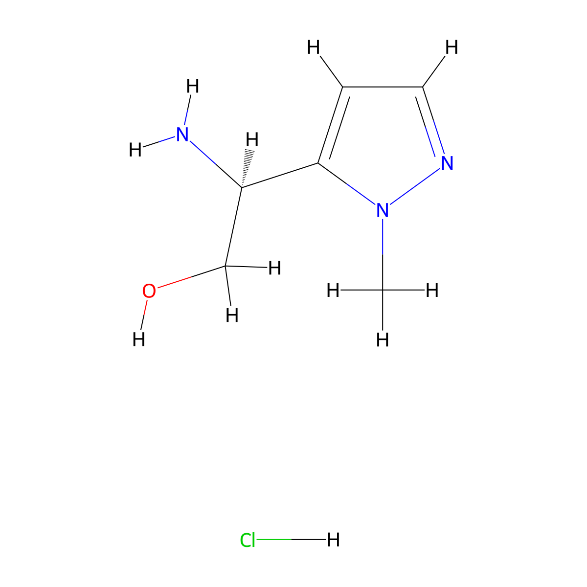 (S)-2-Amino-2-(1-methyl-1H-pyrazol-5-YL)ethan-1-OL hydrochloride molecular structure, CAS 1640848-99-2