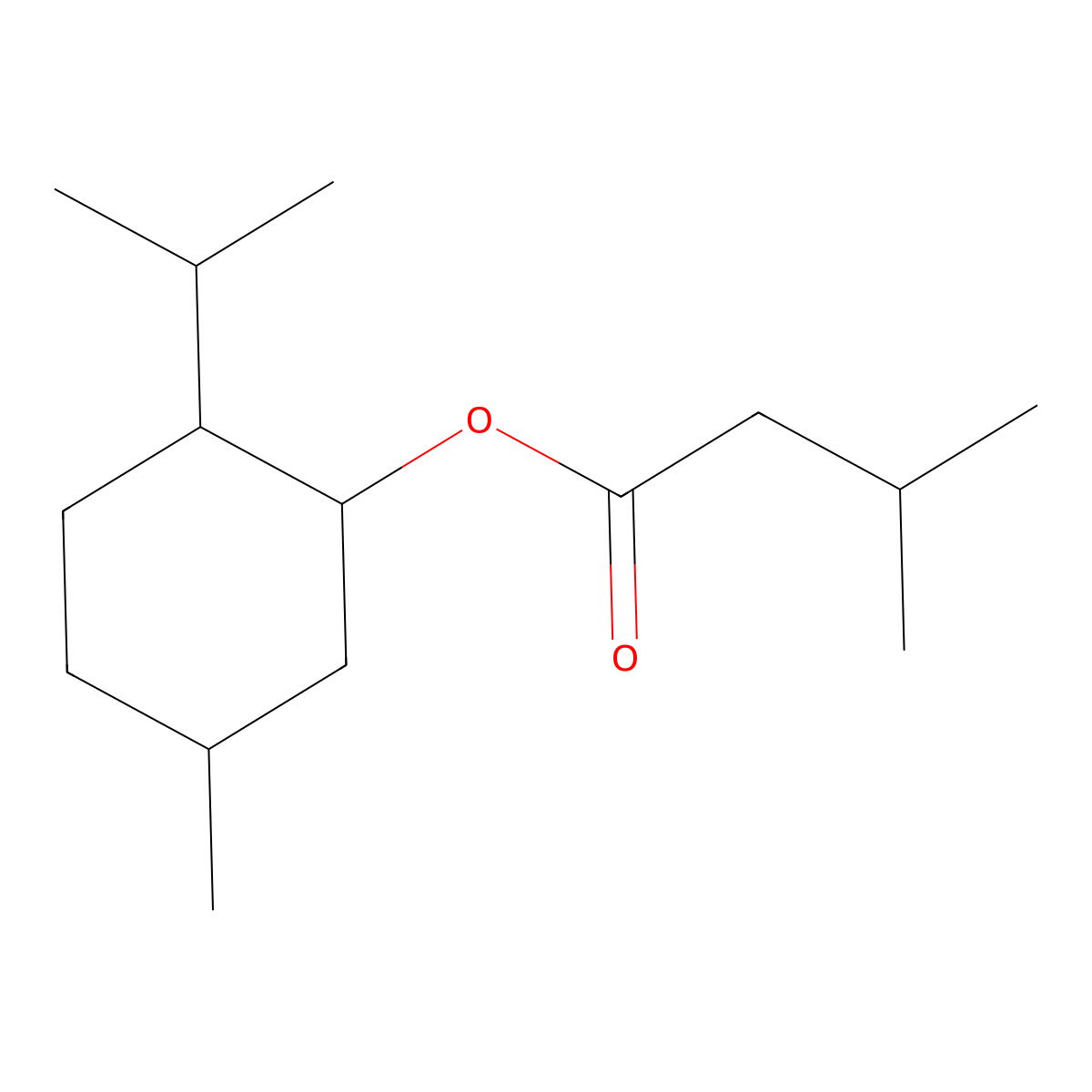 Butanoic acid, 3-methyl-, 5-methyl-2-(1-methylethyl)cyclohexyl ester molecular structure, CAS 16409-46-4