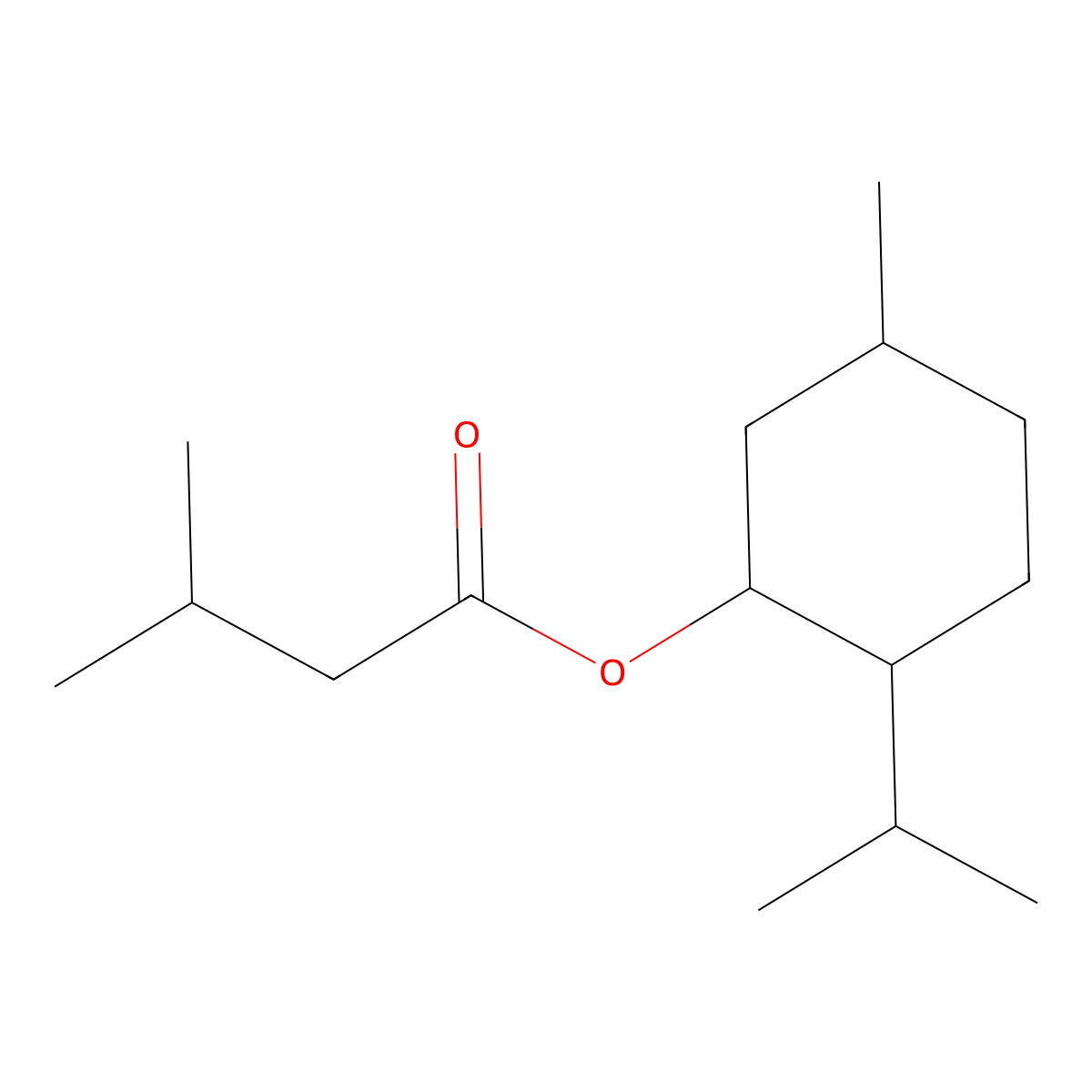 Butanoic acid, 3-methyl-, 5-methyl-2-(1-methylethyl)cyclohexyl ester molecular structure, CAS 16409-46-4