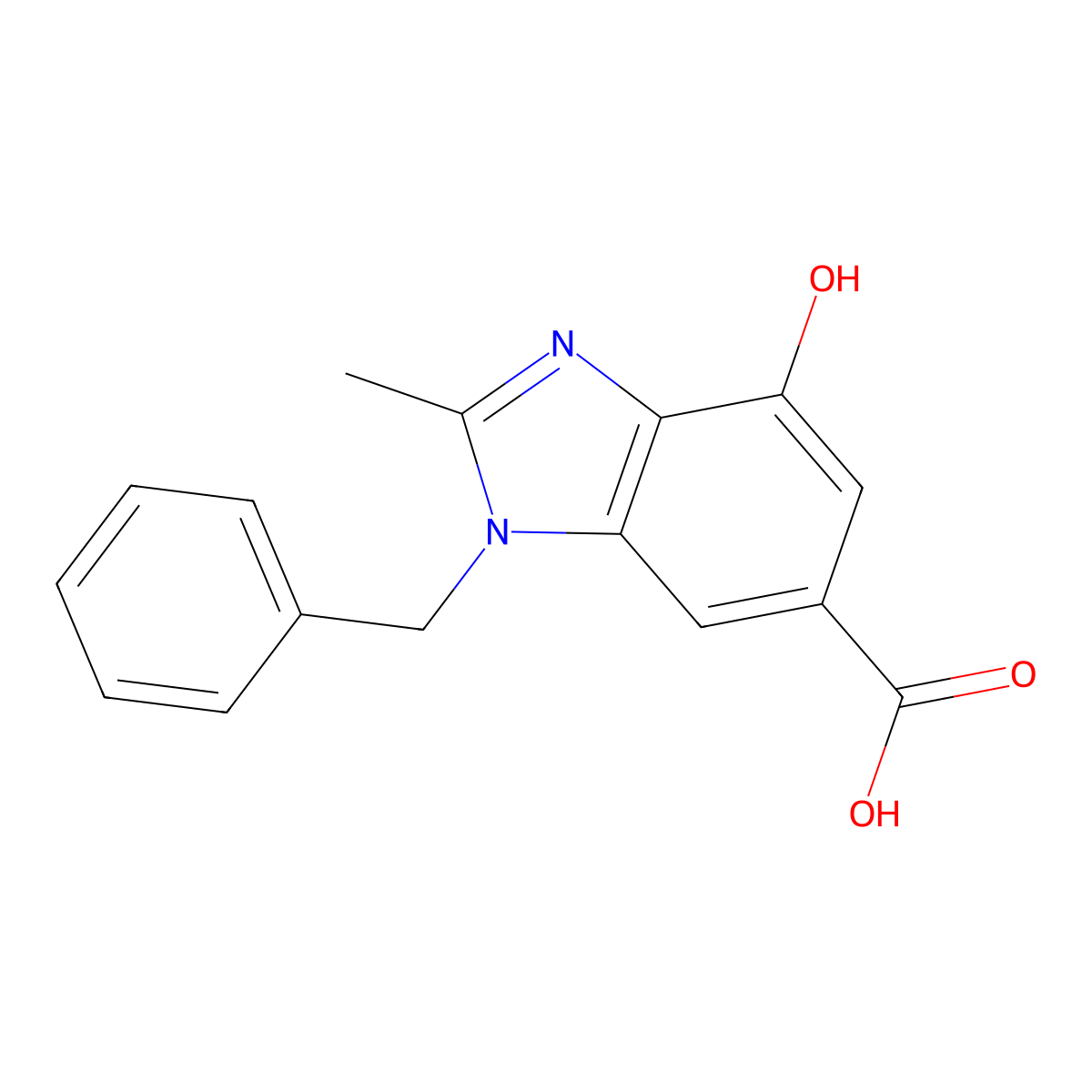 1-Benzyl-4-hydroxy-2-methyl-1H-benzo[D]imidazole-6-carboxylic acid molecular structure, CAS 1640981-19-6
