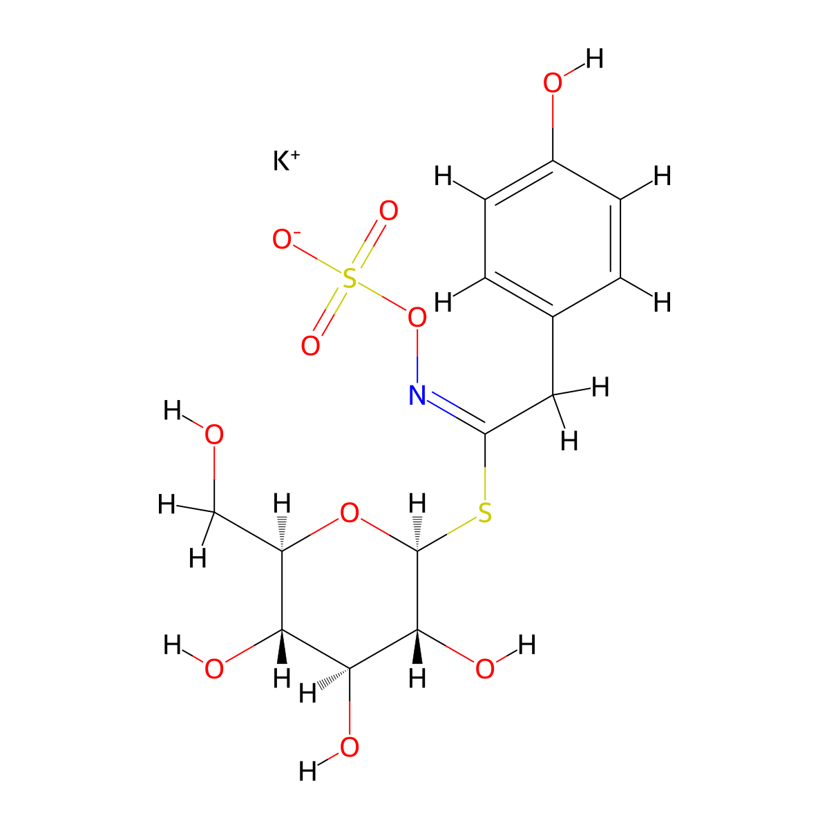 Sinalbin potassium salt molecular structure, CAS 16411-05-5