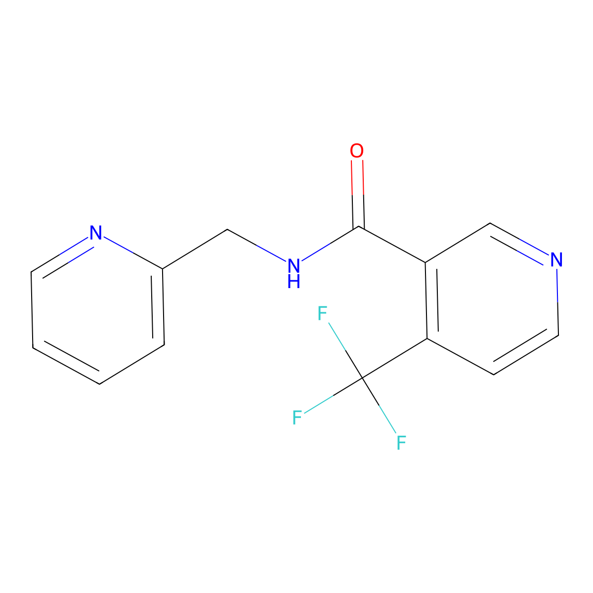 3-Pyridinecarboxamide, N-(2-pyridinylmethyl)-4-(trifluoromethyl)- molecular structure, CAS 164149-37-5