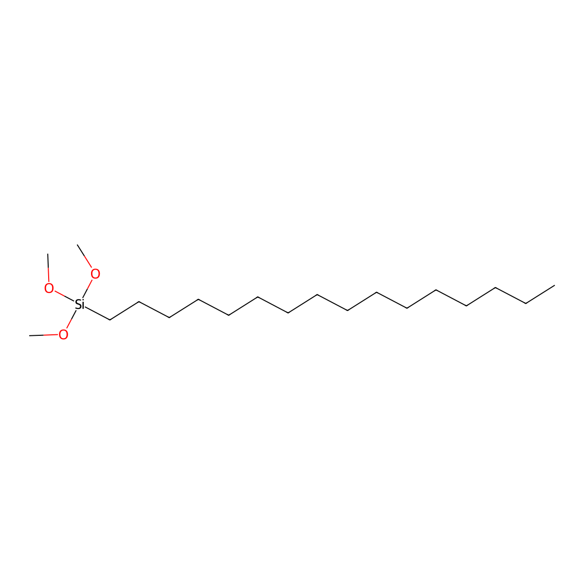 Cetyl trimethoxysilane molecular structure, CAS 16415-12-6