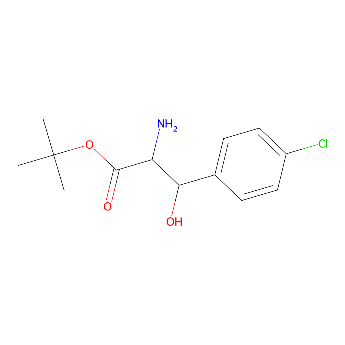 Tert-butyl 2-amino-3-(4-chlorophenyl)-3-hydroxypropanoate molecular structure, CAS 1641542-13-3