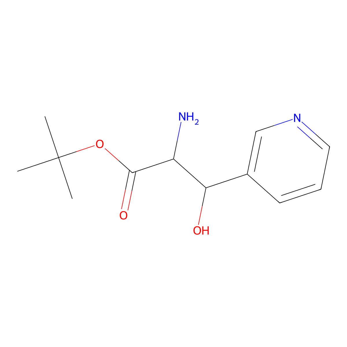 tert-Butyl 2-amino-3-hydroxy-3-(pyridin-3-yl)propanoate molecular structure, CAS 1641542-29-1