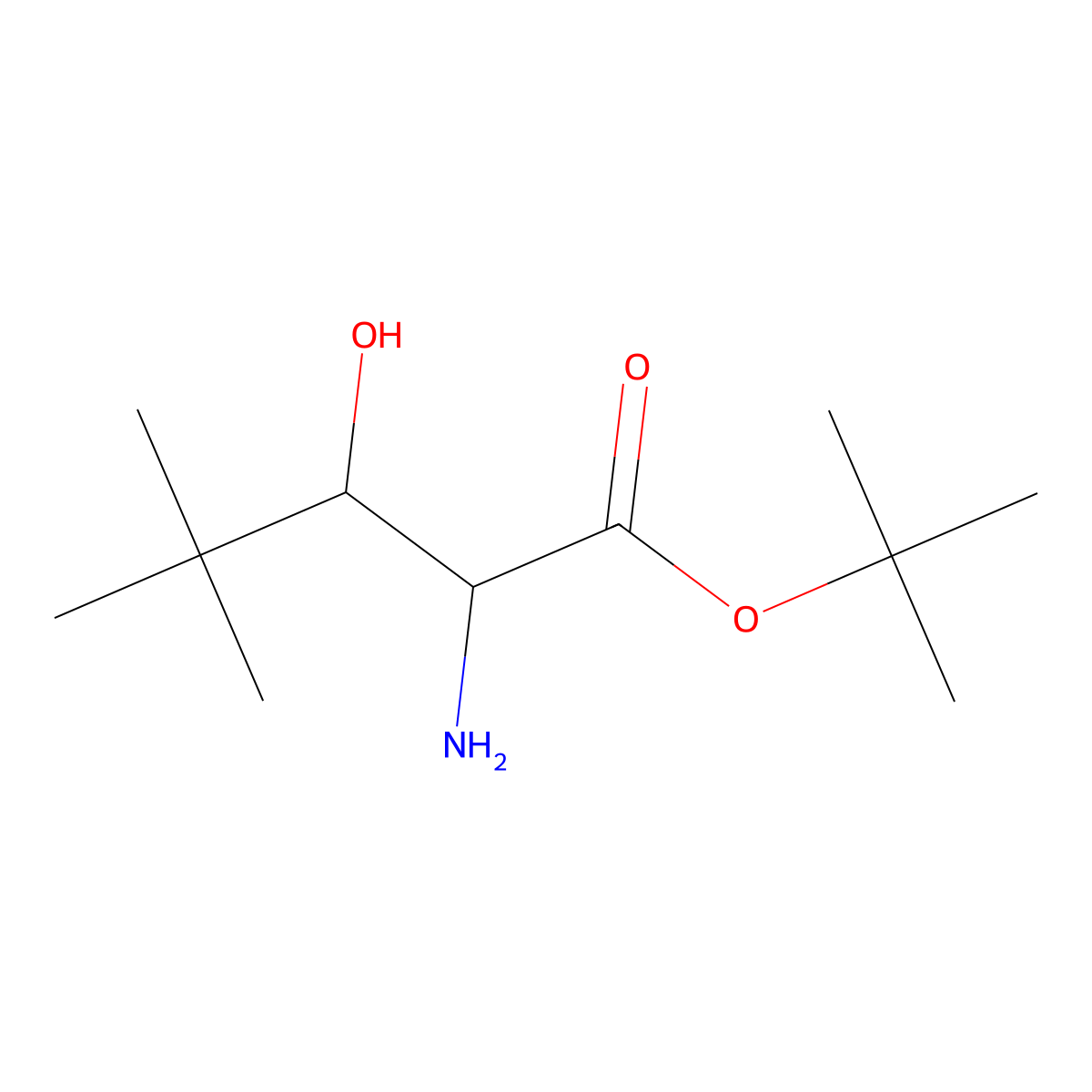 Tert-butyl 2-amino-3-hydroxy-4,4-dimethylpentanoate molecular structure, CAS 1641542-47-3