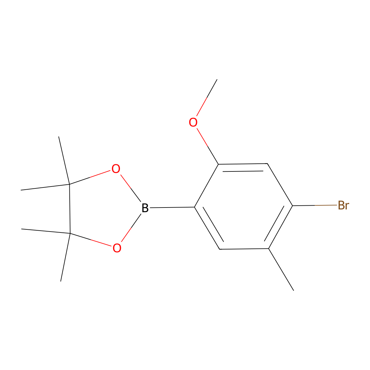 2-(4-Bromo-2-methoxy-5-methylphenyl)-4,4,5,5-tetramethyl-1,3,2-dioxaborolane molecular structure, CAS 1641571-56-3