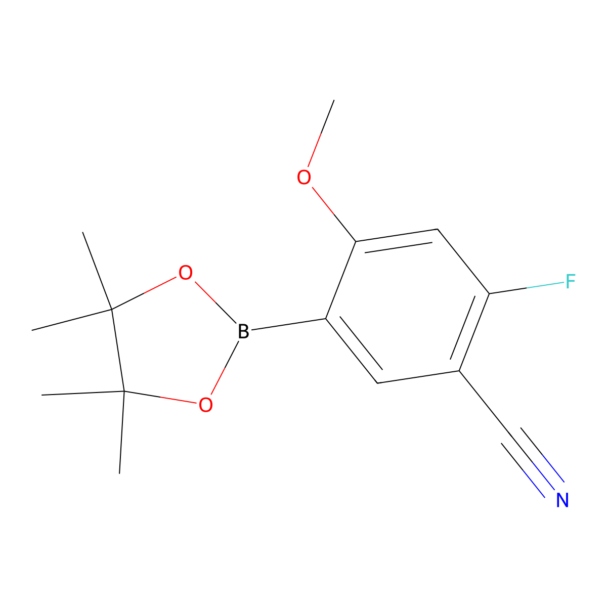 2-Fluoro-4-methoxy-5-(4,4,5,5-tetramethyl-1,3,2-dioxaborolan-2-yl)benzonitrile molecular structure, CAS 1641572-37-3