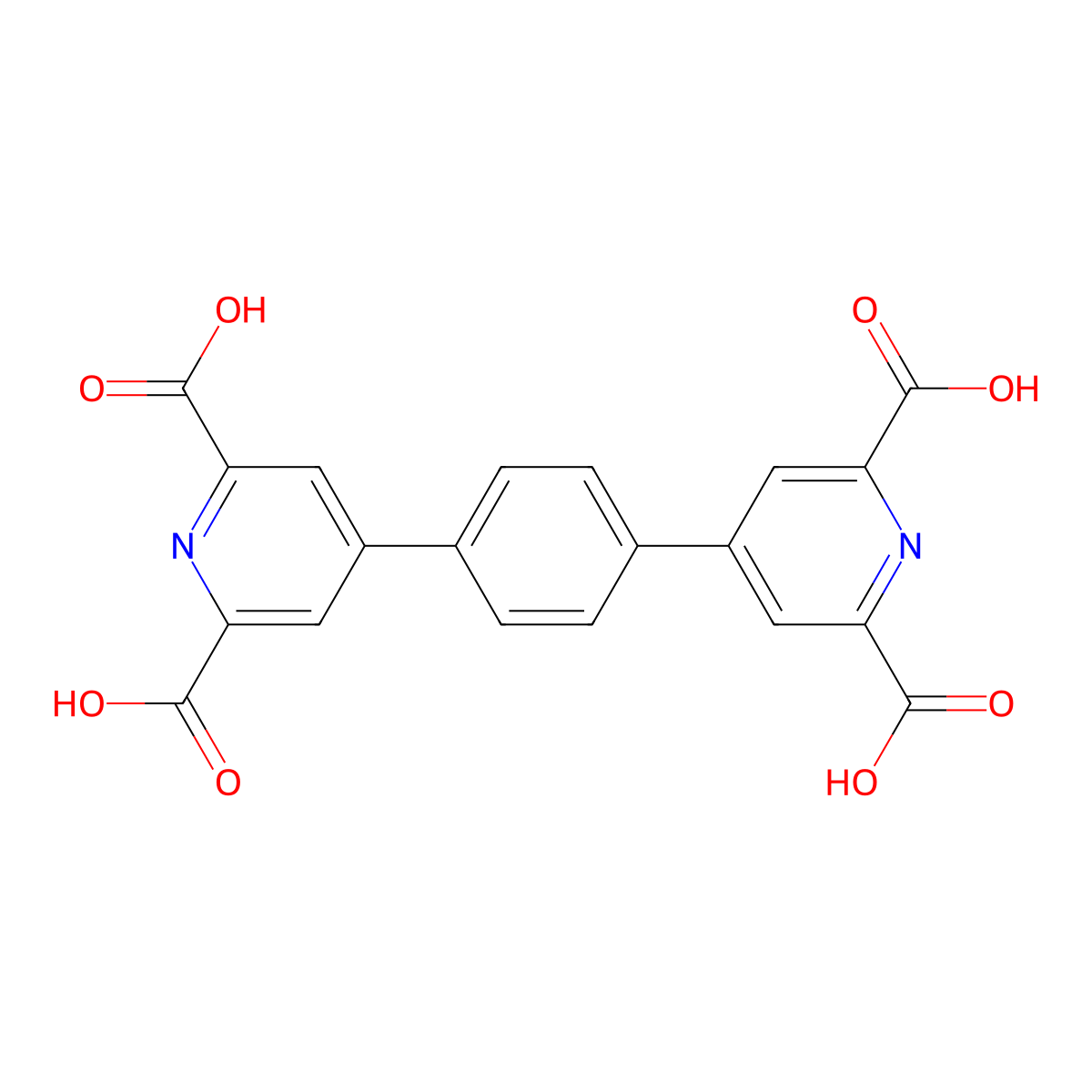 4,4'-(1,4-Phenylene)bis(pyridine-2,6-dicarboxylic acid) molecular structure, CAS 164173-99-3