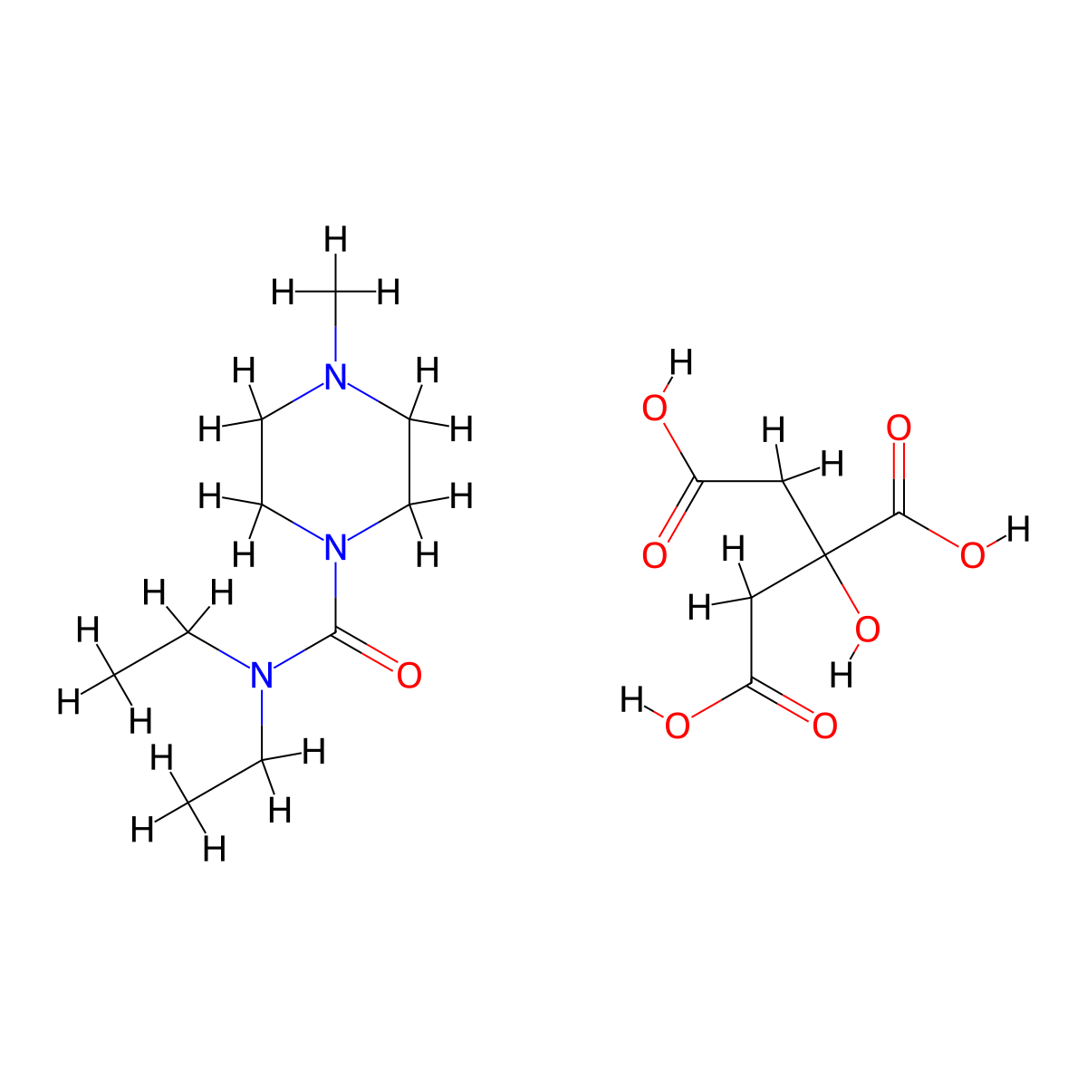 Diethylcarbamazine Citrate molecular structure, CAS 1642-54-2