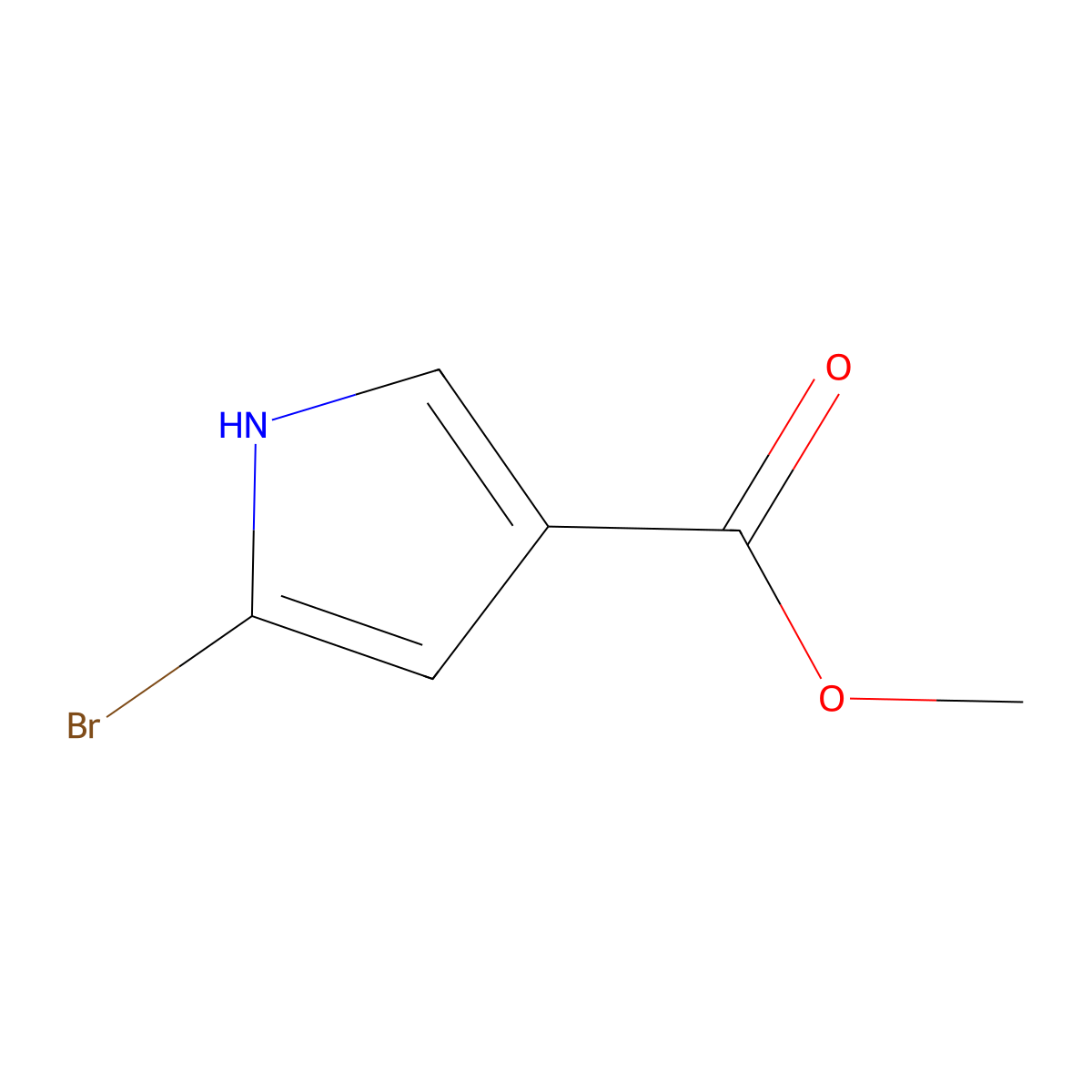 Methyl 5-bromo-1H-pyrrole-3-carboxylate molecular structure, CAS 16420-39-6