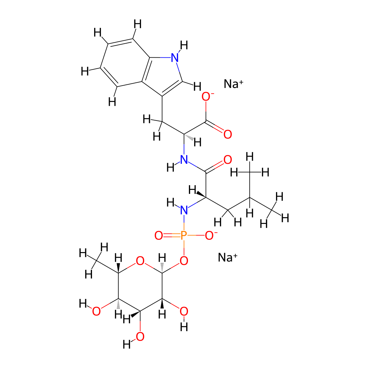Phosphoramidon Disodium molecular structure, CAS 164204-38-0
