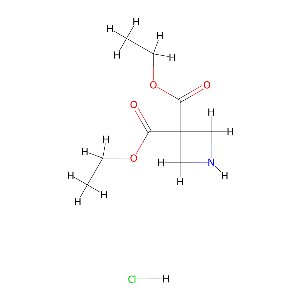 3,3-Diethyl azetidine-3,3-dicarboxylate hydrochloride molecular structure, CAS 1642125-48-1