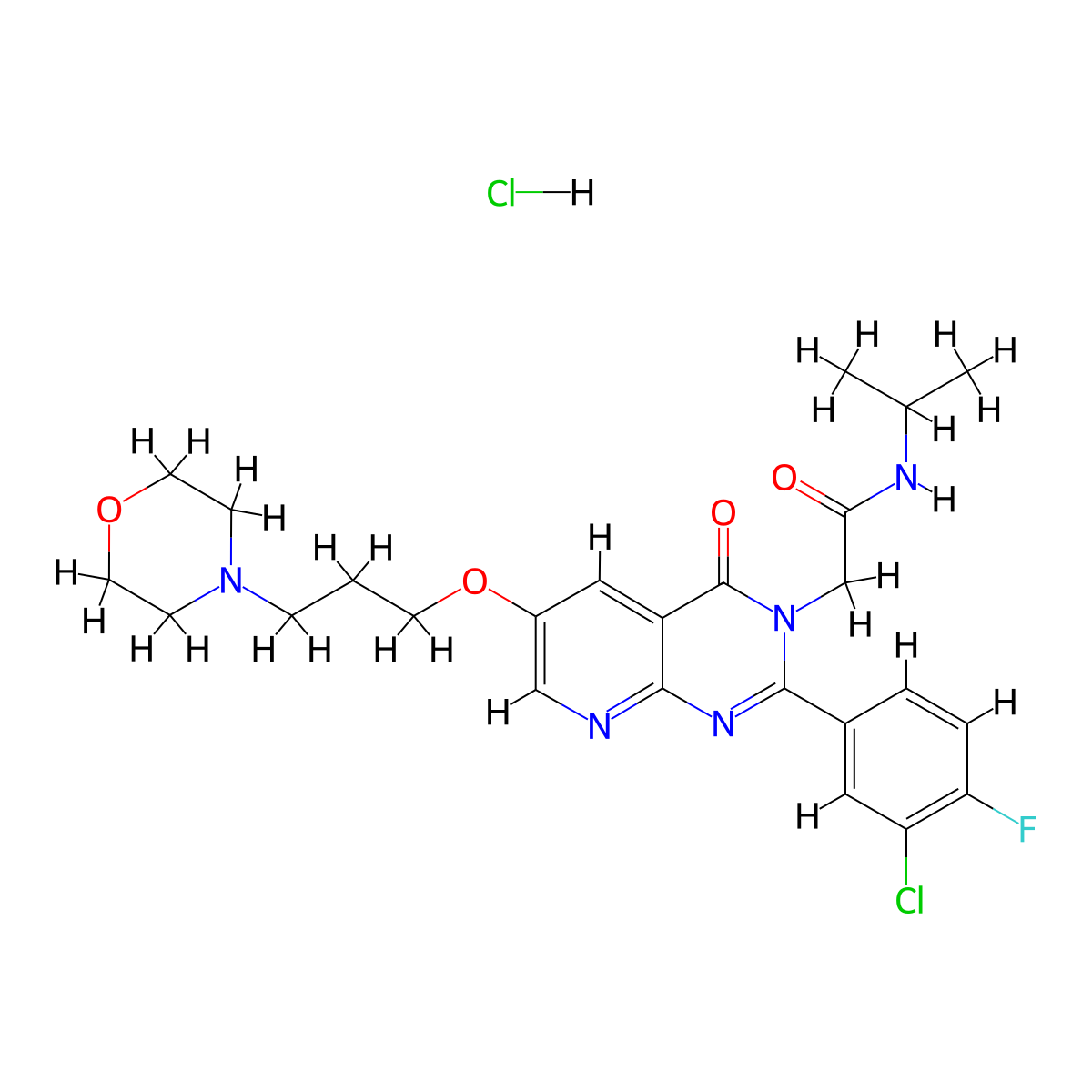 2-(2-(3-Chloro-4-fluorophenyl)-6-(3-morpholinopropoxy)-4-oxopyrido[2,3-d]pyrimidin-3(4H)-yl)-N-isopropylacetamide hydroChloride molecular structure, CAS 1642187-96-9