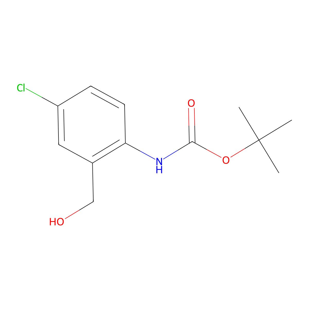 tert-Butyl (4-chloro-2-(hydroxymethyl)phenyl)carbamate molecular structure, CAS 164226-35-1