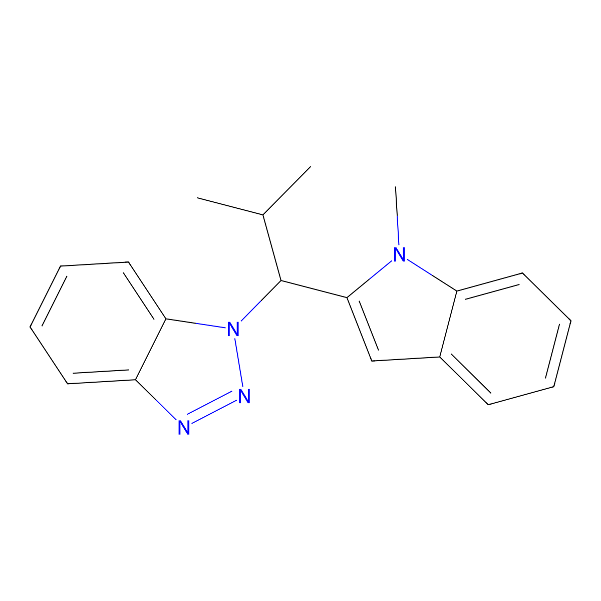 1-[2-Methyl-1-(1-methylindol-2-yl)propyl]benzotriazole molecular structure, CAS 164227-85-4