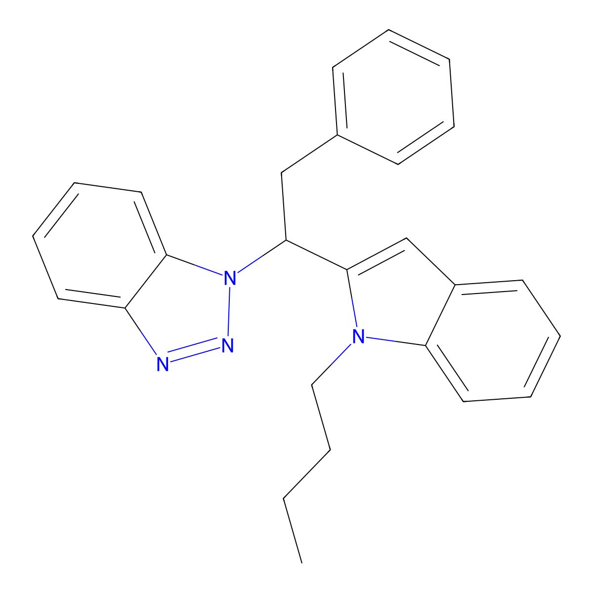 1-[1-(1-Butyl-1H-indol-2-yl)-2-phenylethyl]-1H-1,2,3-benzotriazole molecular structure, CAS 164227-86-5