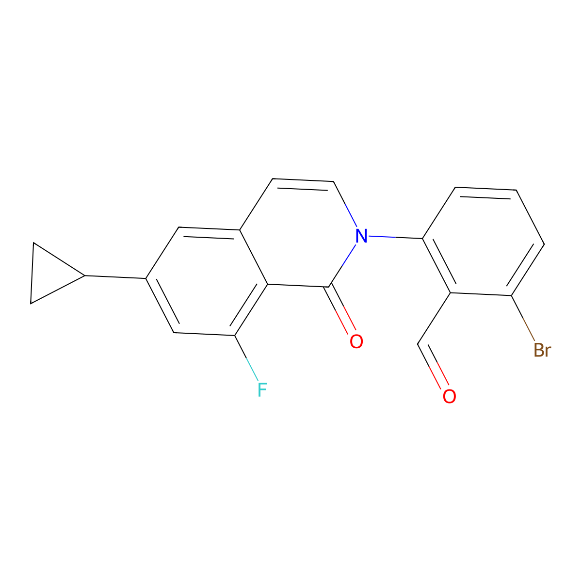 2-Bromo-6-(6-cyclopropyl-8-fluoro-1-oxo-2-isoquinolyl)benzaldehyde molecular structure, CAS 1642290-28-5