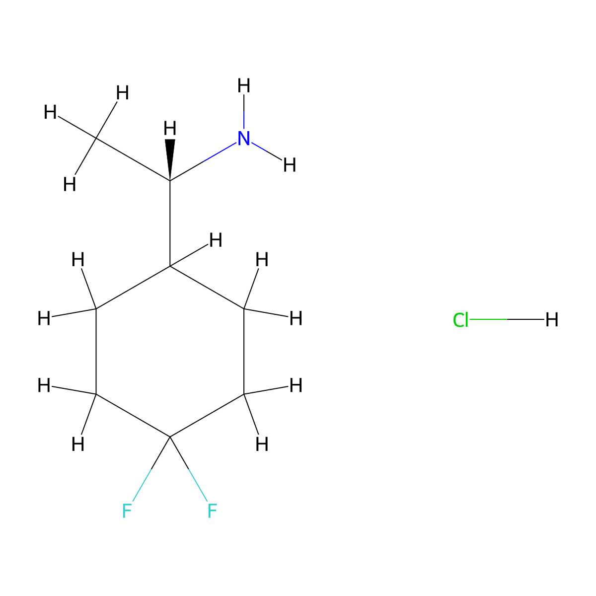 (1S)-1-(4,4-difluorocyclohexyl)ethan-1-amine hydrochloride molecular structure, CAS 1642298-84-7