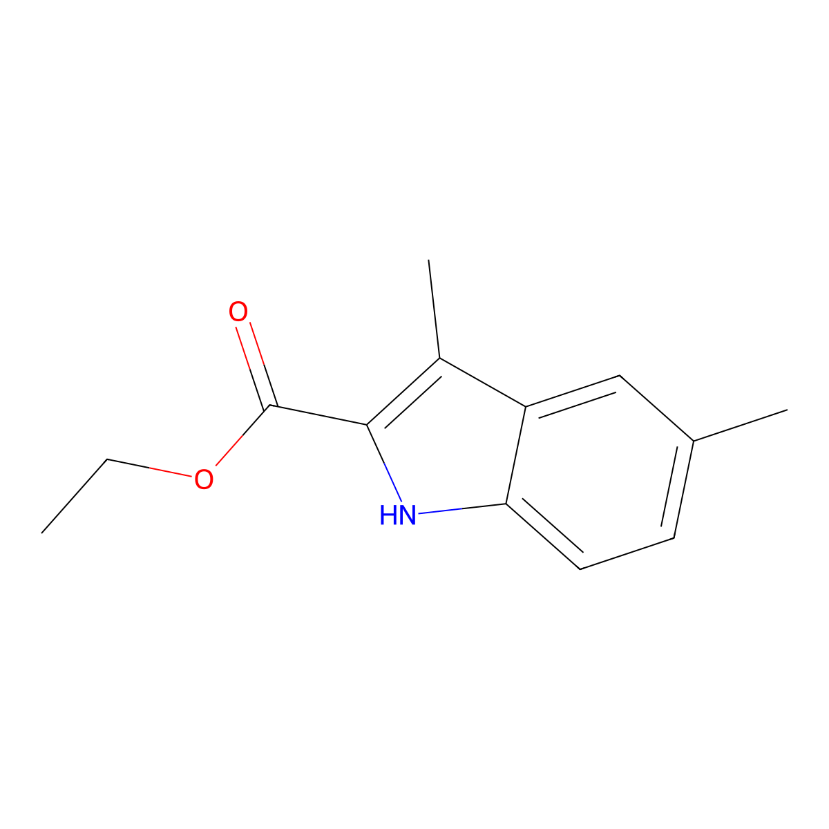 ethyl 3,5-dimethyl-1H-indole-2-carboxylate molecular structure, CAS 16423-76-0
