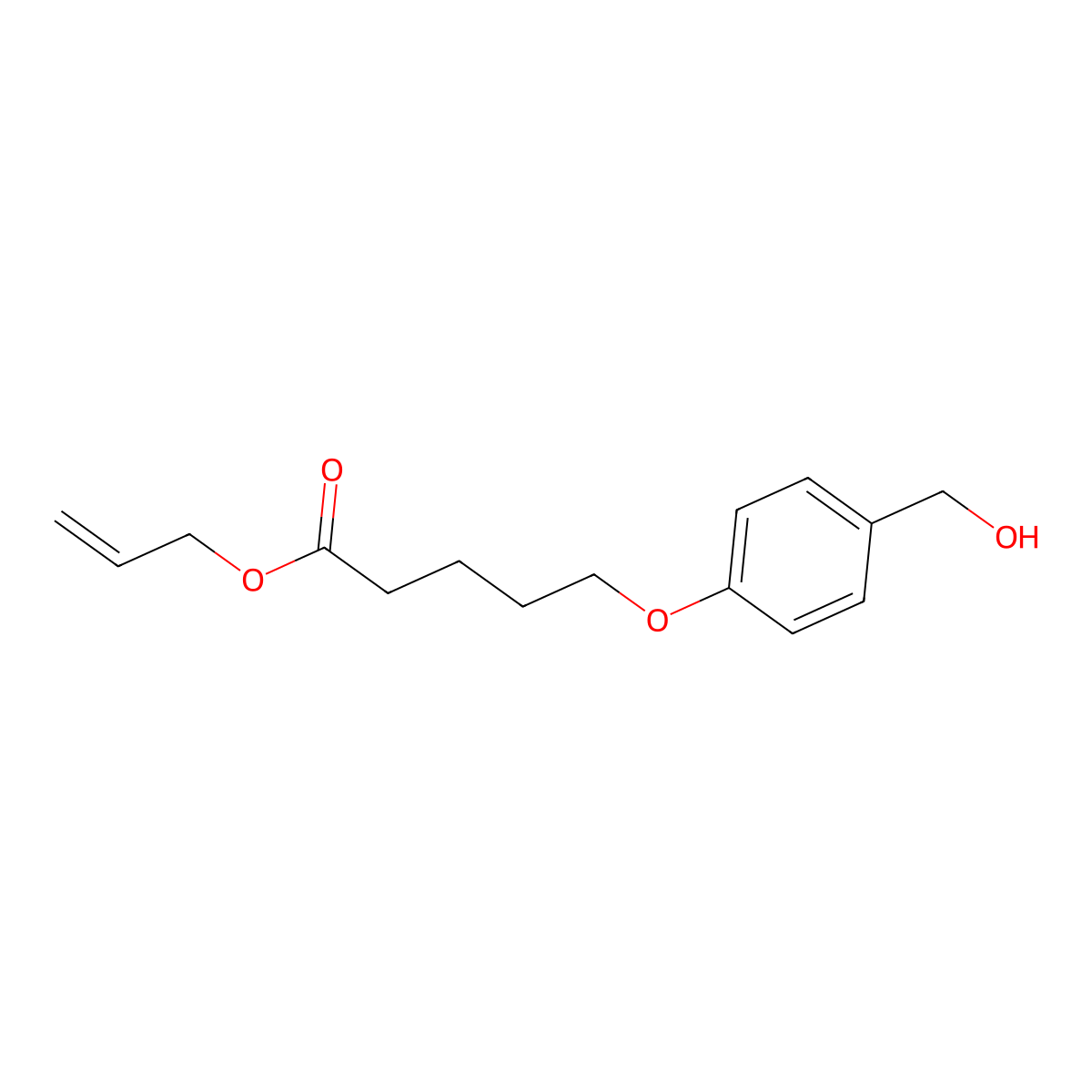 Allyl 5-(4-(hydroxymethyl)phenoxy)pentanoate molecular structure, CAS 1642310-00-6