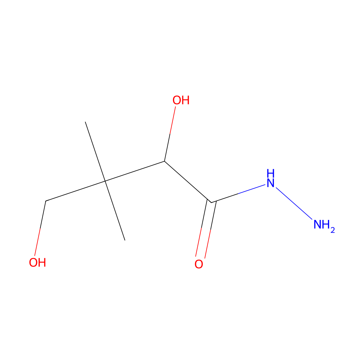 2,4-Dihydroxy-3,3-dimethylbutanehydrazide molecular structure, CAS 16424-88-7