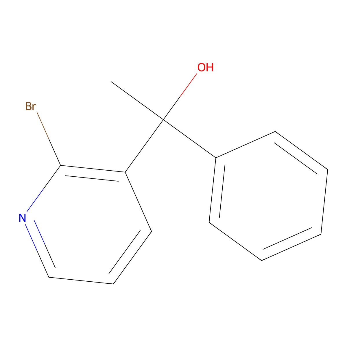 1-(2-Bromopyridin-3-yl)-1-phenylethan-1-ol molecular structure, CAS 1642544-74-8