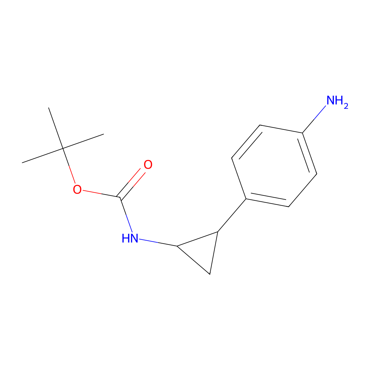 Tert-butyl (2-(4-aminophenyl)cyclopropyl)carbamate molecular structure, CAS 1642574-87-5