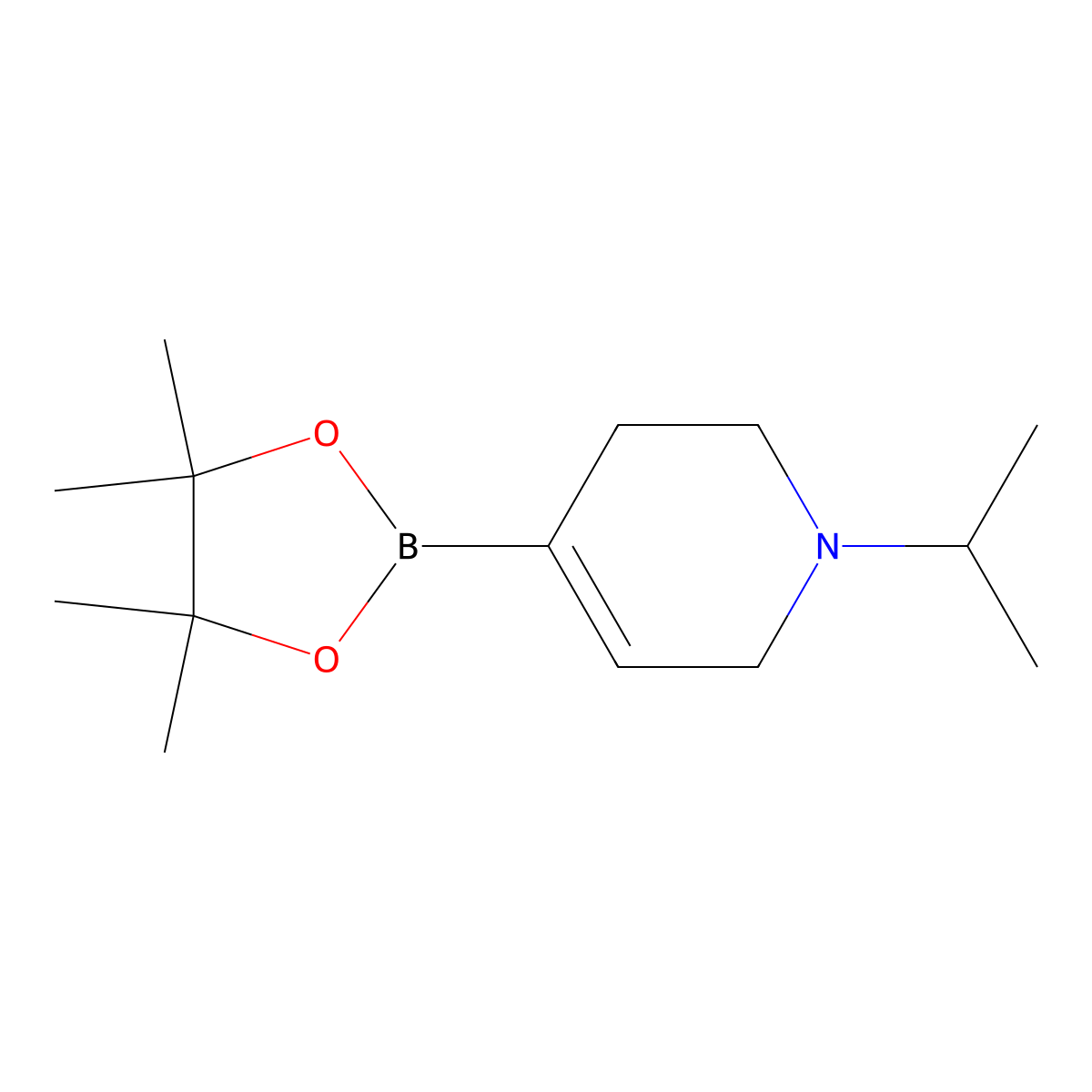 1-Isopropyl-4-(4,4,5,5-tetramethyl-1,3,2-dioxaborolan-2-yl)-1,2,3,6-tetrahydropyridine molecular structure, CAS 1642583-50-3