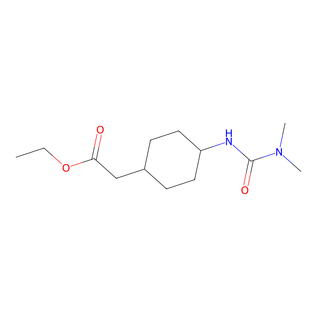 Ethyl 2-[(1R,4R)-4-[(dimethylcarbamoyl)amino]cyclohexyl]acetate molecular structure, CAS 1642586-63-7