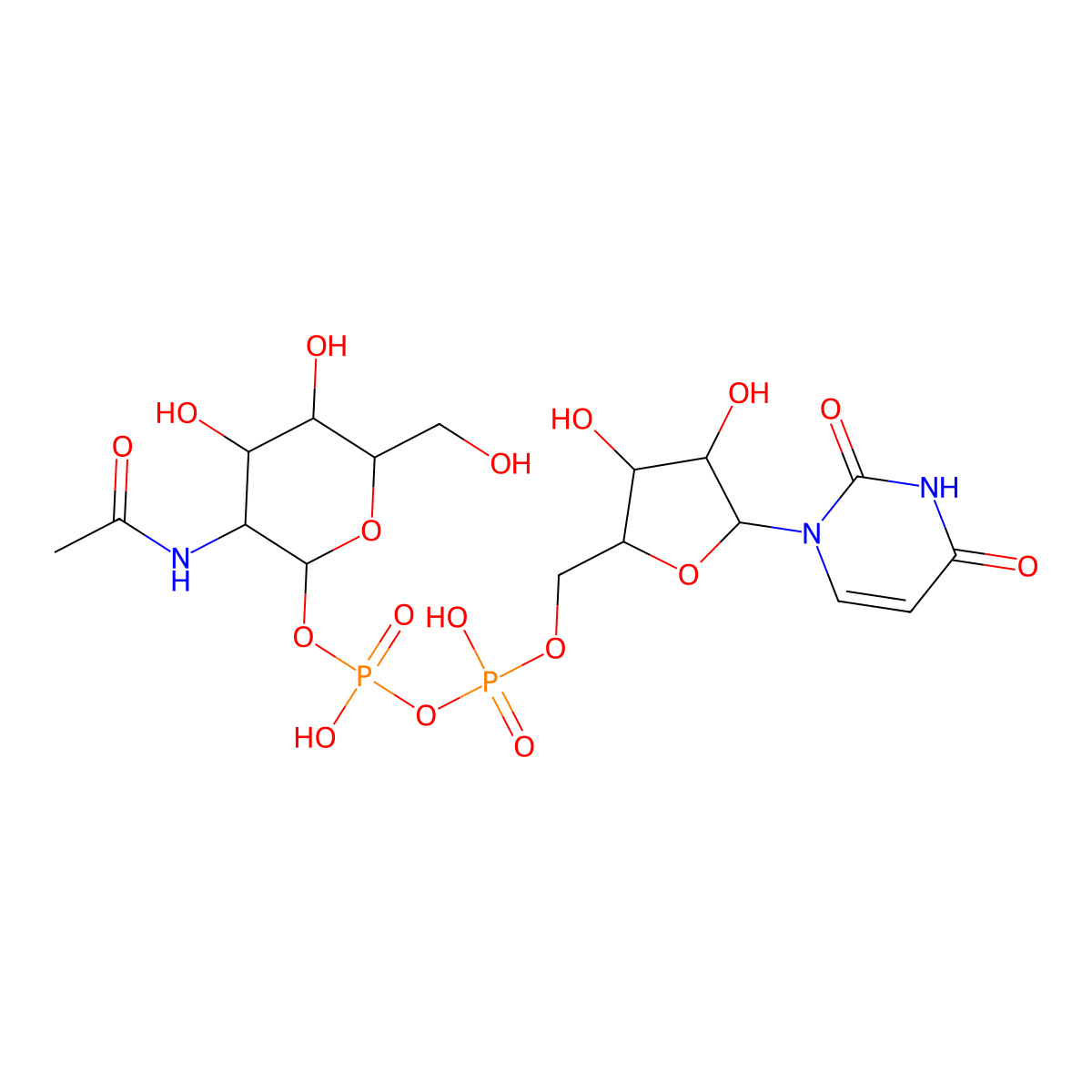 Uridine diphosphate-N-acetylgalactosamine molecular structure, CAS 16426-39-4
