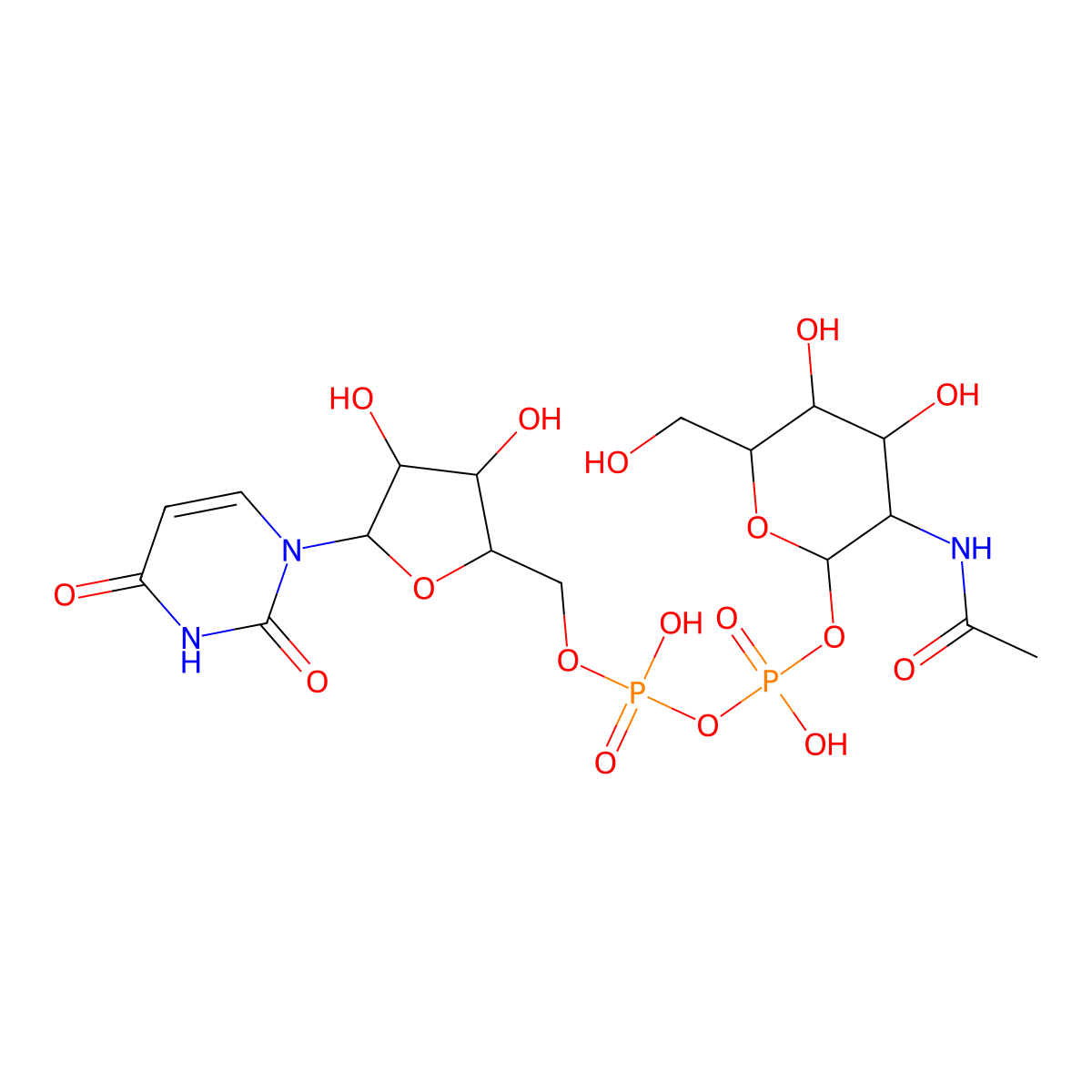 Uridine diphosphate-N-acetylgalactosamine molecular structure, CAS 16426-39-4