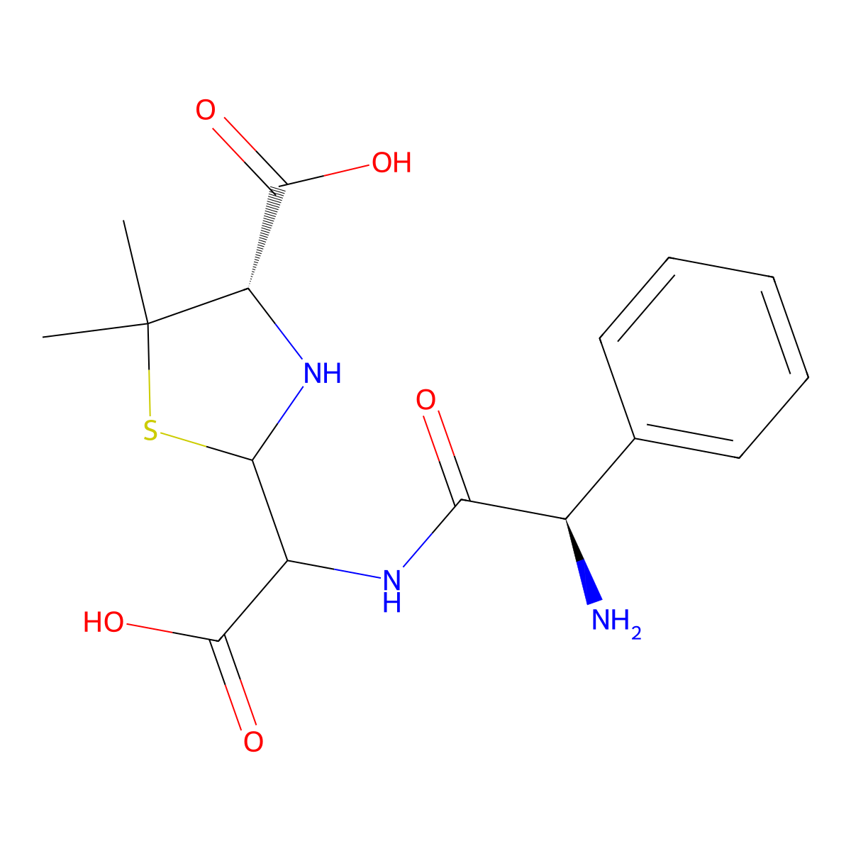 (4S)-2-(((R)-2-amino-2-phenylacetamido)(carboxy)methyl)-5,5-dimethylthiazolidine-4-carboxylic acid molecular structure, CAS 1642629-93-3