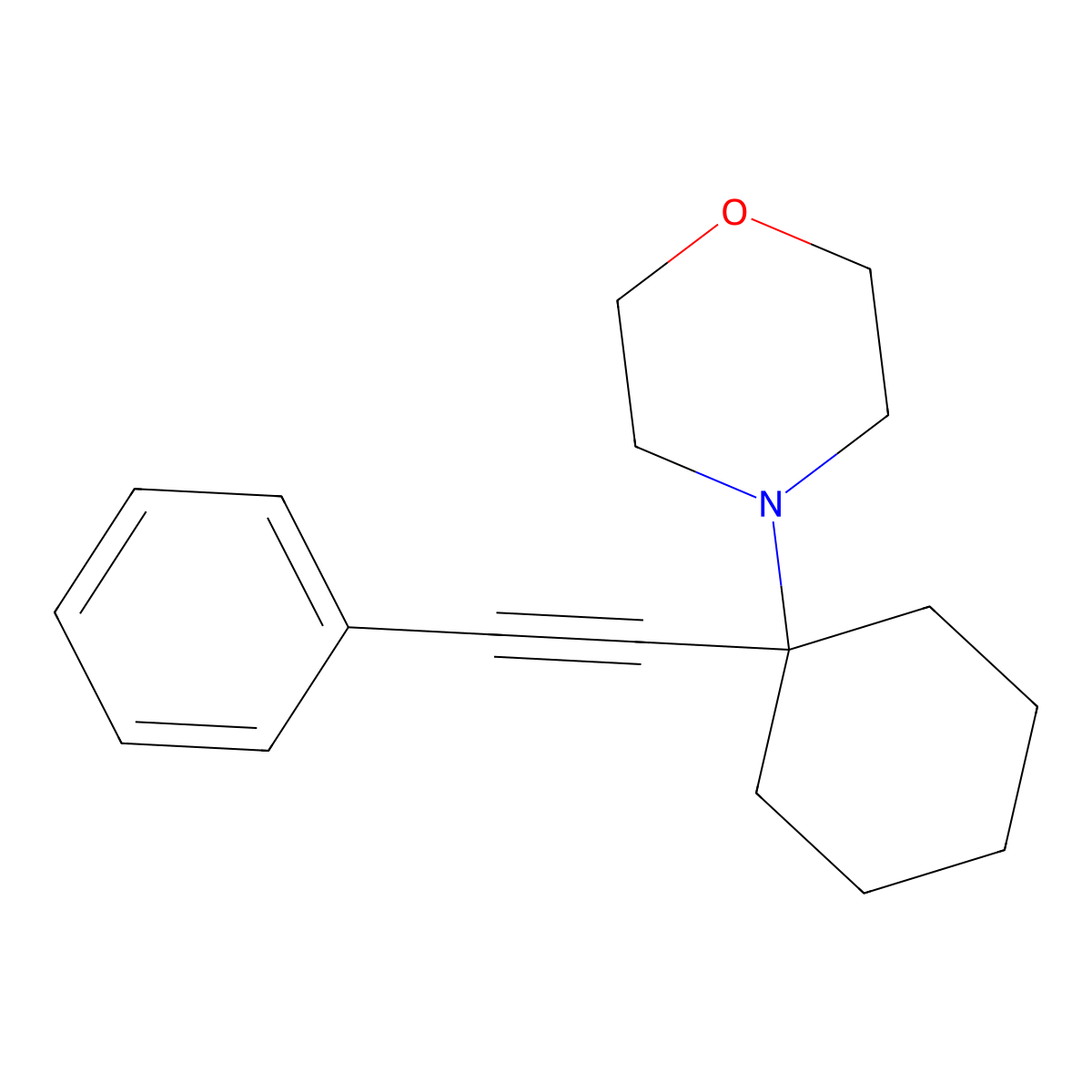 4-[1-(2-Phenylethynyl)cyclohexyl]morpholine molecular structure, CAS 164264-99-7