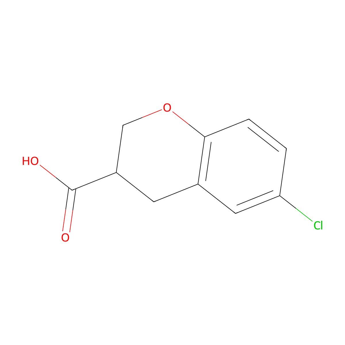 6-Chloro-3,4-dihydro-2H-1-benzopyran-3-carboxylic acid molecular structure, CAS 164265-01-4
