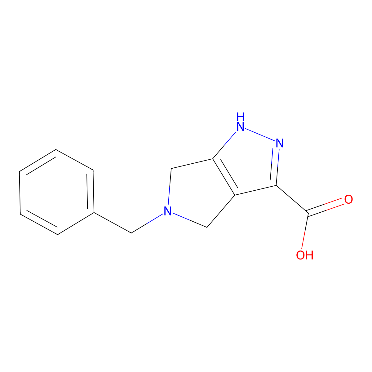 5-Benzyl-1,4,5,6-tetrahydropyrrolo[3,4-c]pyrazole-3-carboxylic acid molecular structure, CAS 1642786-54-6